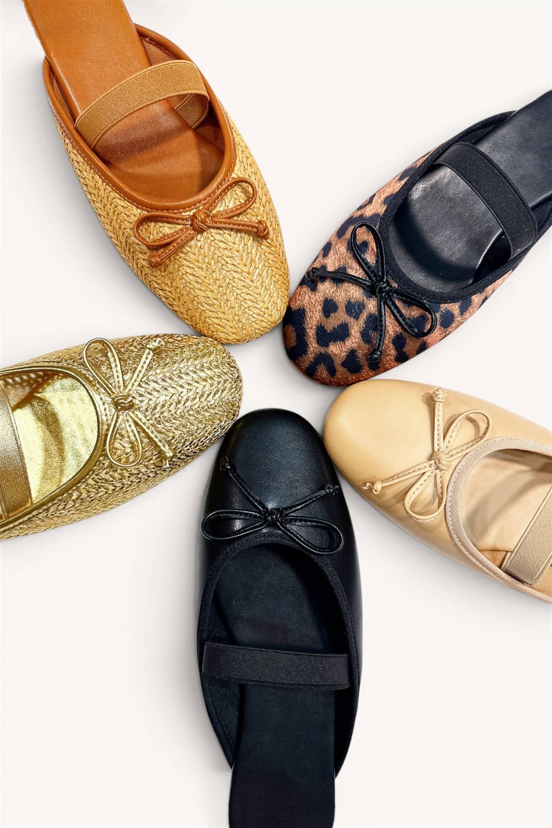 Gold Ballet Flat Mules