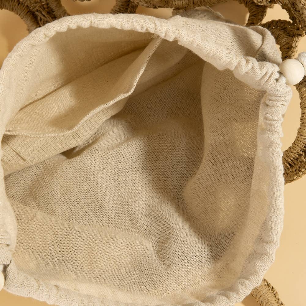 Straw Round Pattern Beach Bag