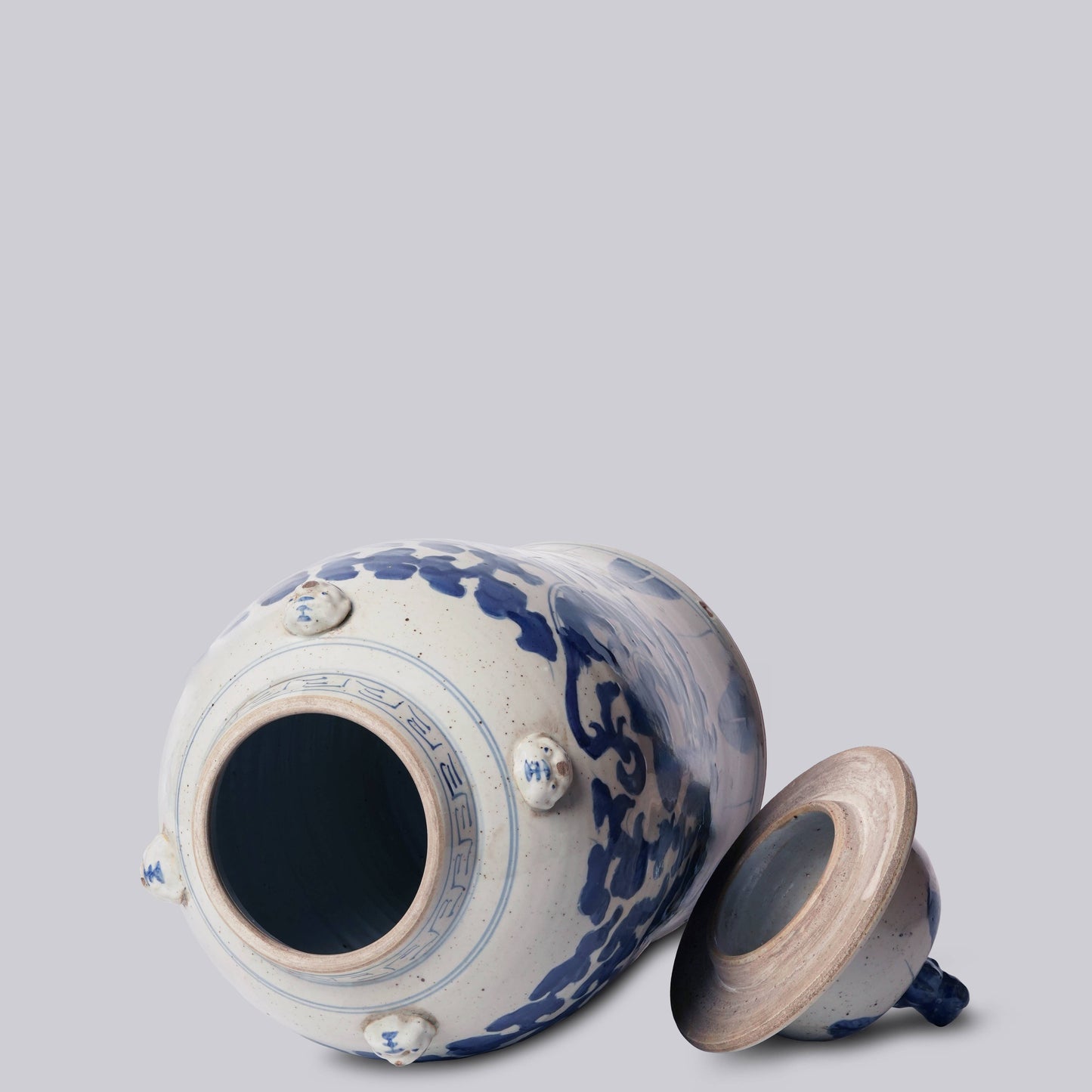 Blue and White Grass Dragon Porcelain Temple Jar