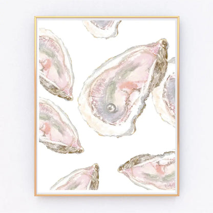 FRAMED PINK MULTI OYSTERS PRINT