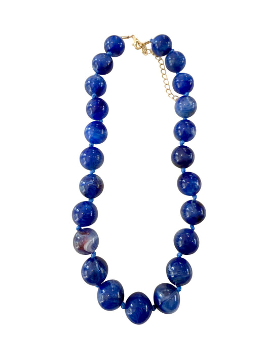 Cobalt Blue Chunky Beaded Necklace