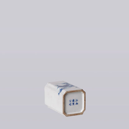 Blue & White Pheasant Square Vase with lavender scented candle