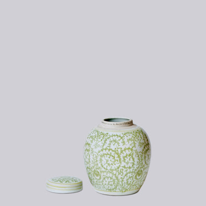 Green and White Porcelain Jar