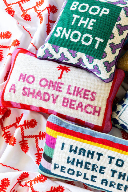 Shady Beach Needlepoint Pillow