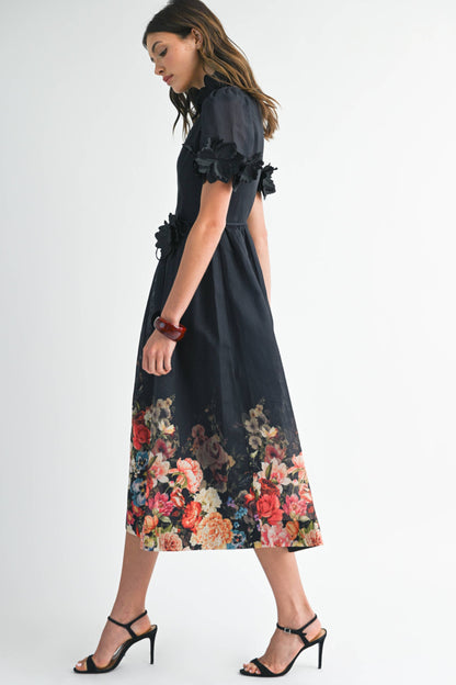 Black Floral Midi Dress