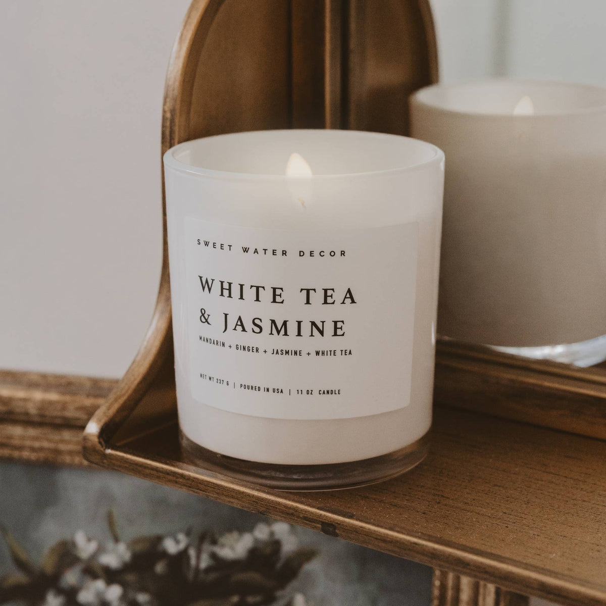 White Tea and Jasmine 11 oz Soy Candle - Home Decor