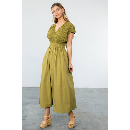 Olive Smocked Maxi Dress