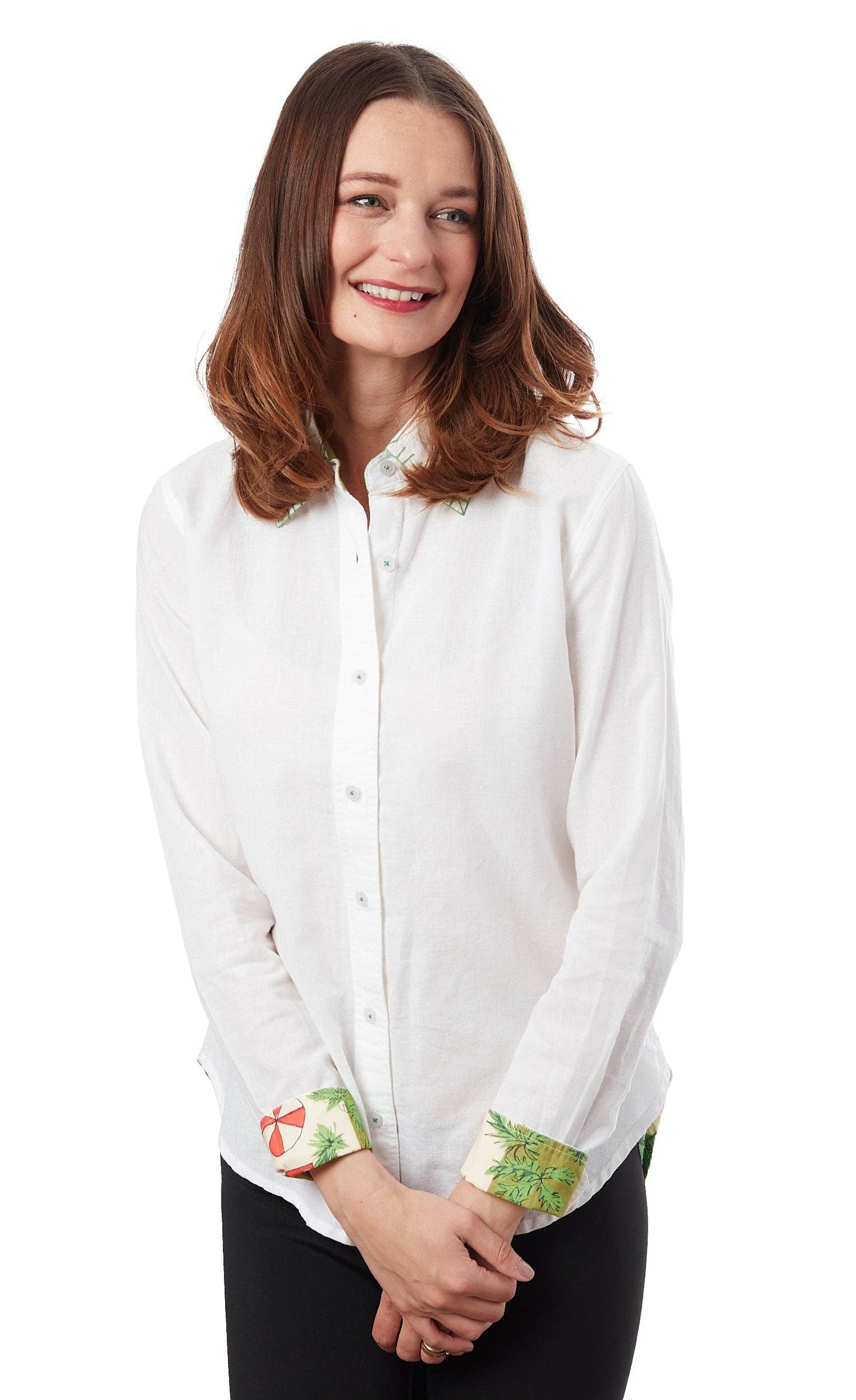 White Button Down - Swimmers Print