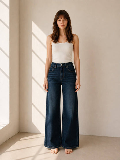 WIDE LEG VINTAGE WASH JEANS