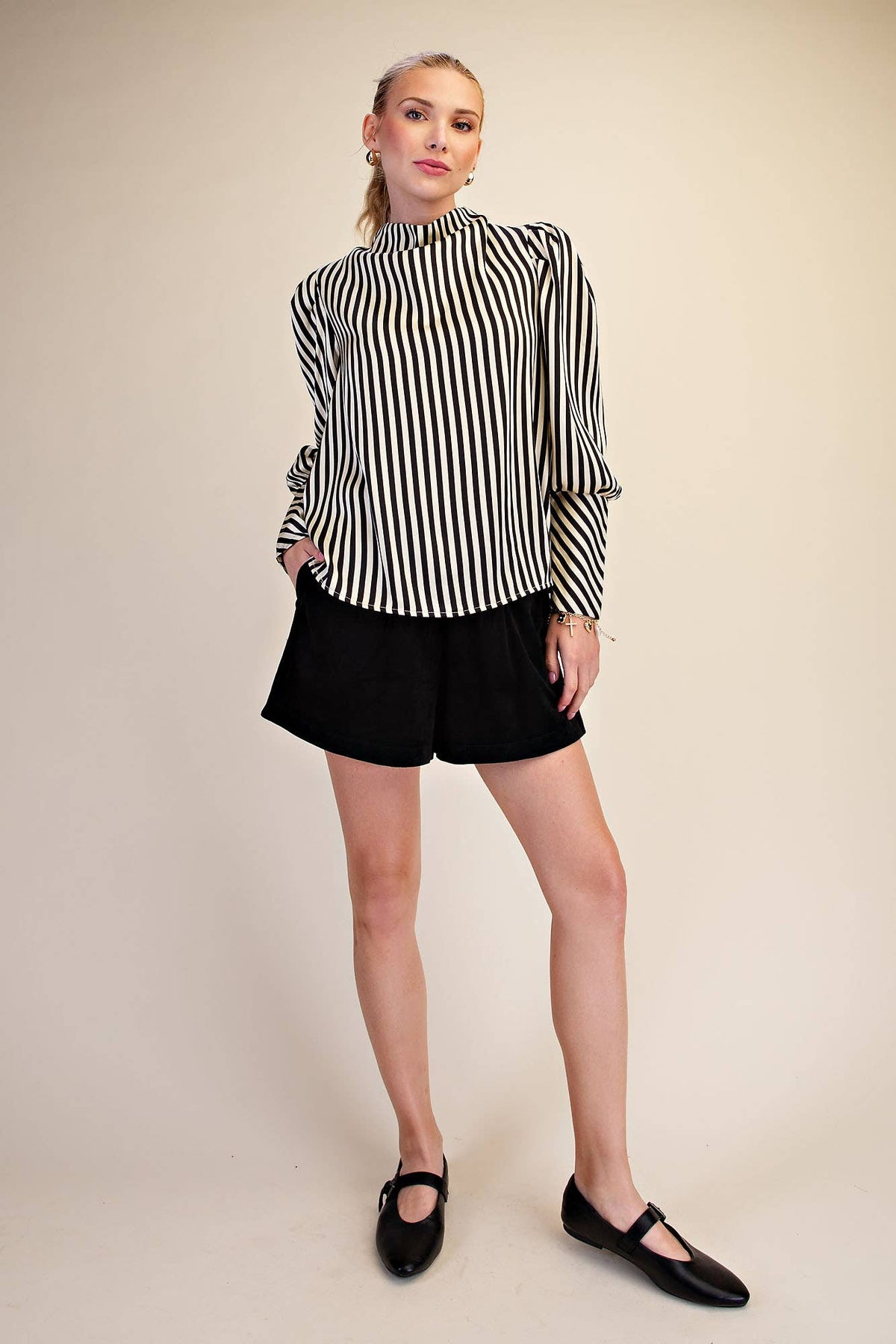 Black & White Striped Stain Blouse