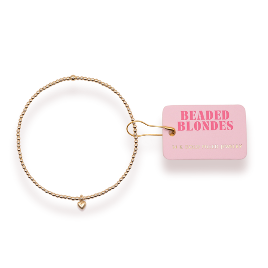 Gold Heart Charm Bracelet: Petite