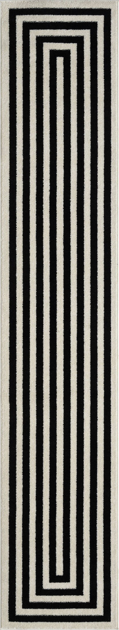 Abani Casa CAS120A -  Contemporary Black & Ivory Rectangular: 8'11" x 12'