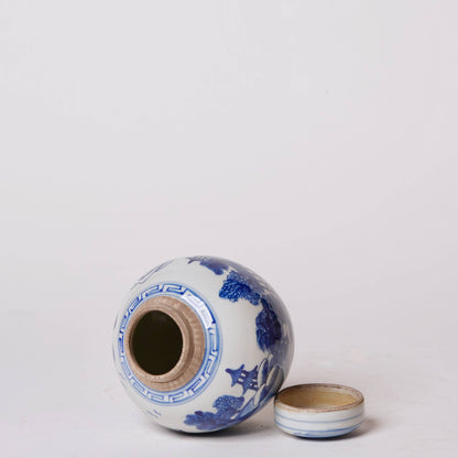 Blue and White Porcelain Landscape Round Storage Jar