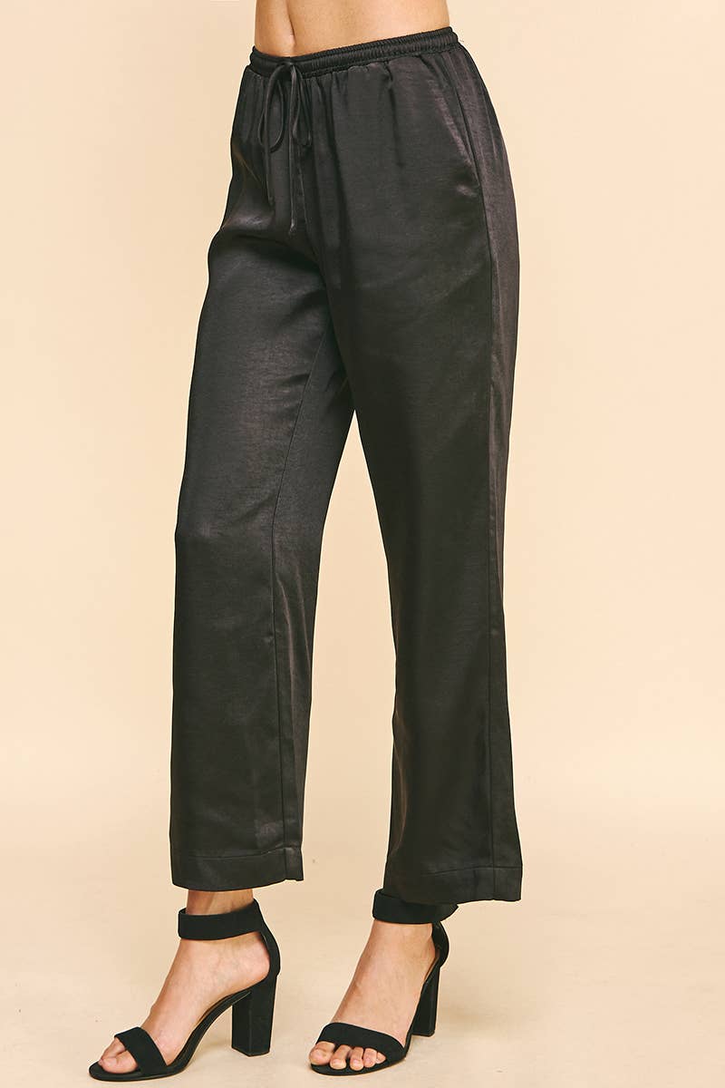 NAVY SATIN PANTS