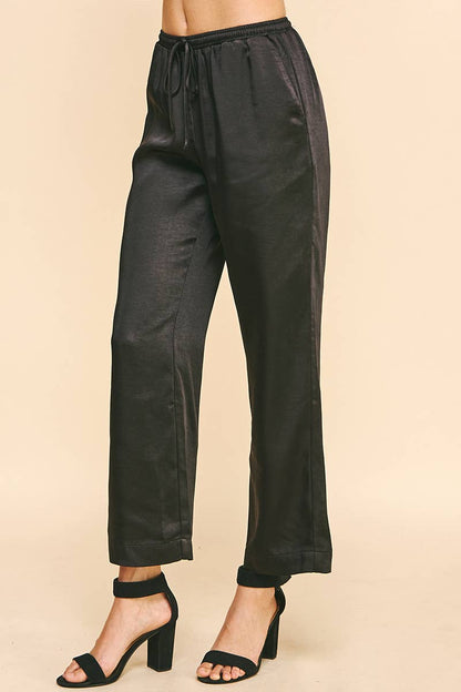 NAVY SATIN PANTS
