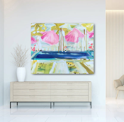 Pool Print on Paper, "Pink Umbrellas Pool": Print / 16" x 20"