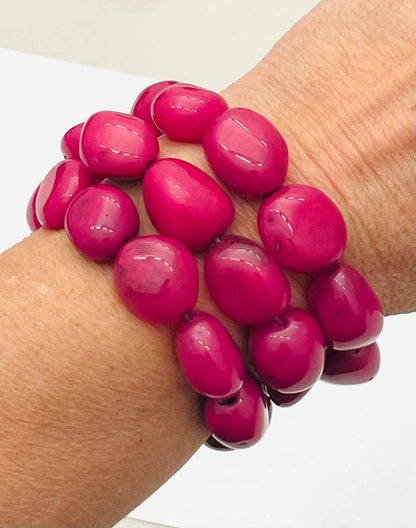 Raspberry Triple Stack Bracelet