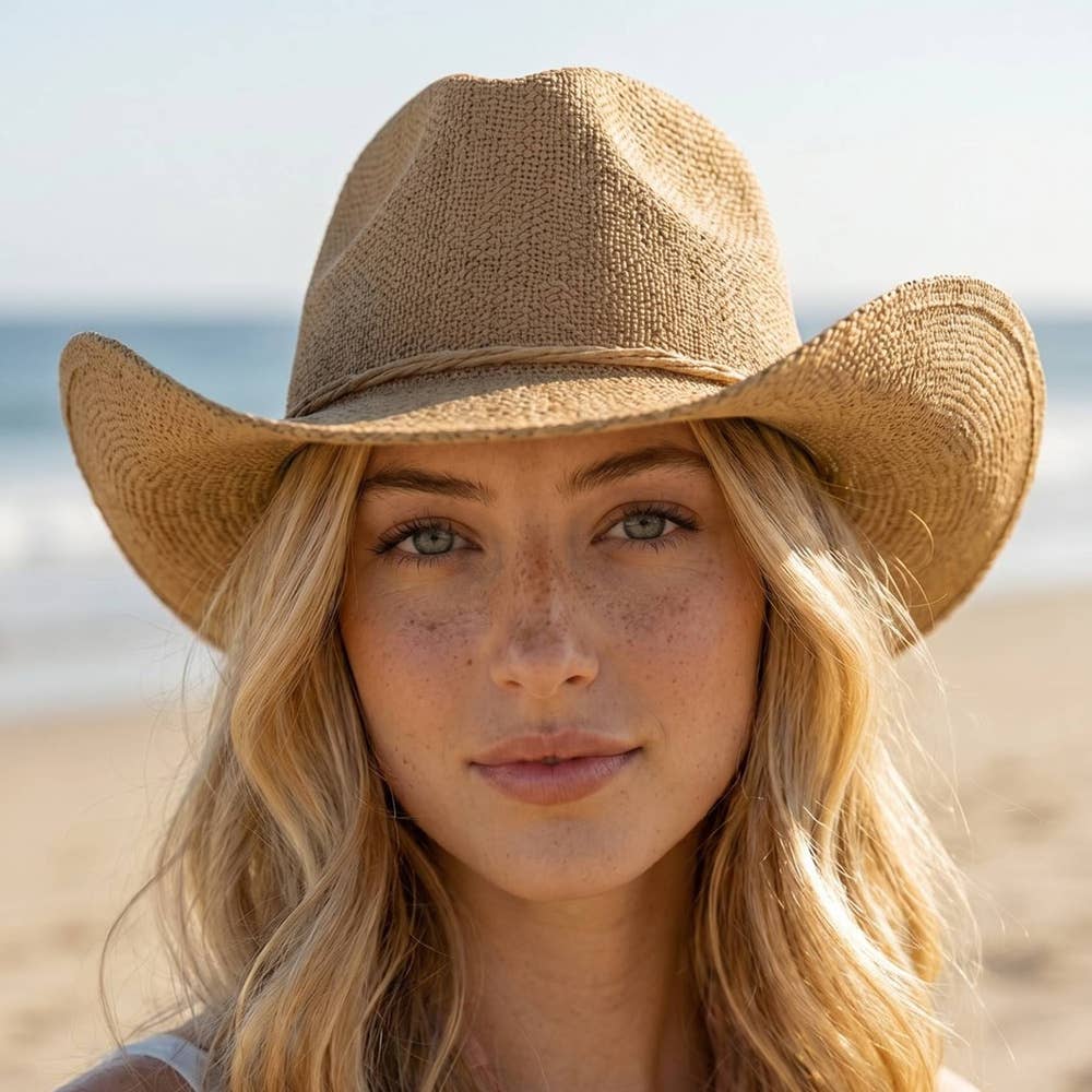 Straw Cowboy Hat - Dark Brown