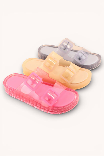 JELLYBEE-21 FLEXIBLE WATERPROOF PVC DOUBLE STRAP CHUNKY BUCK: LEOPARD / B18
