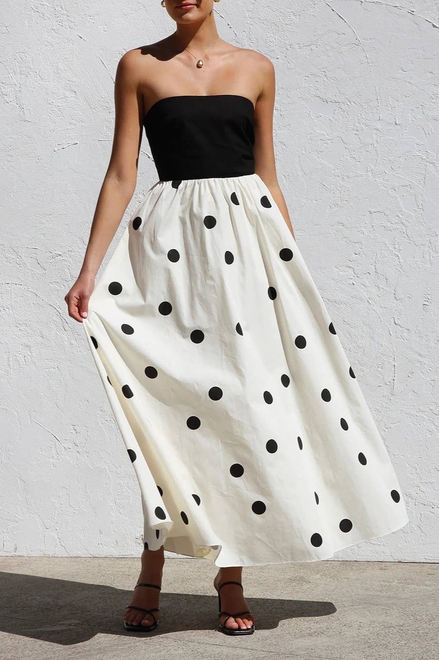 Polka Dot Strapless Dress