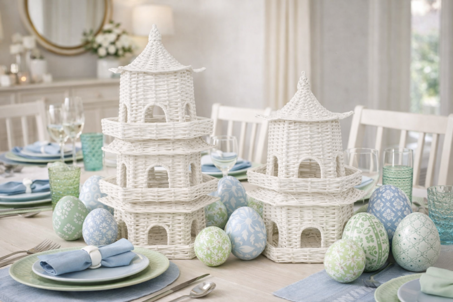 Small White Wicker Pagoda