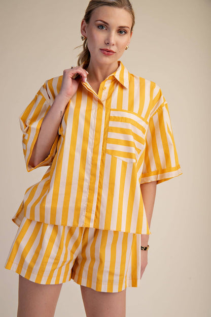 Black & White Striped Short Set