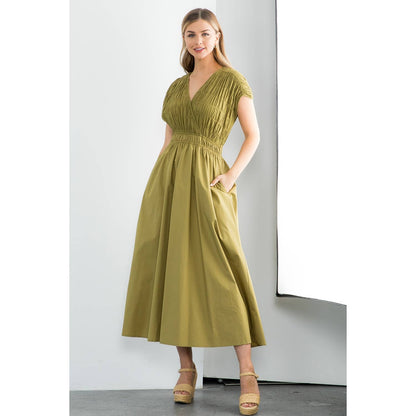 Olive Smocked Maxi Dress