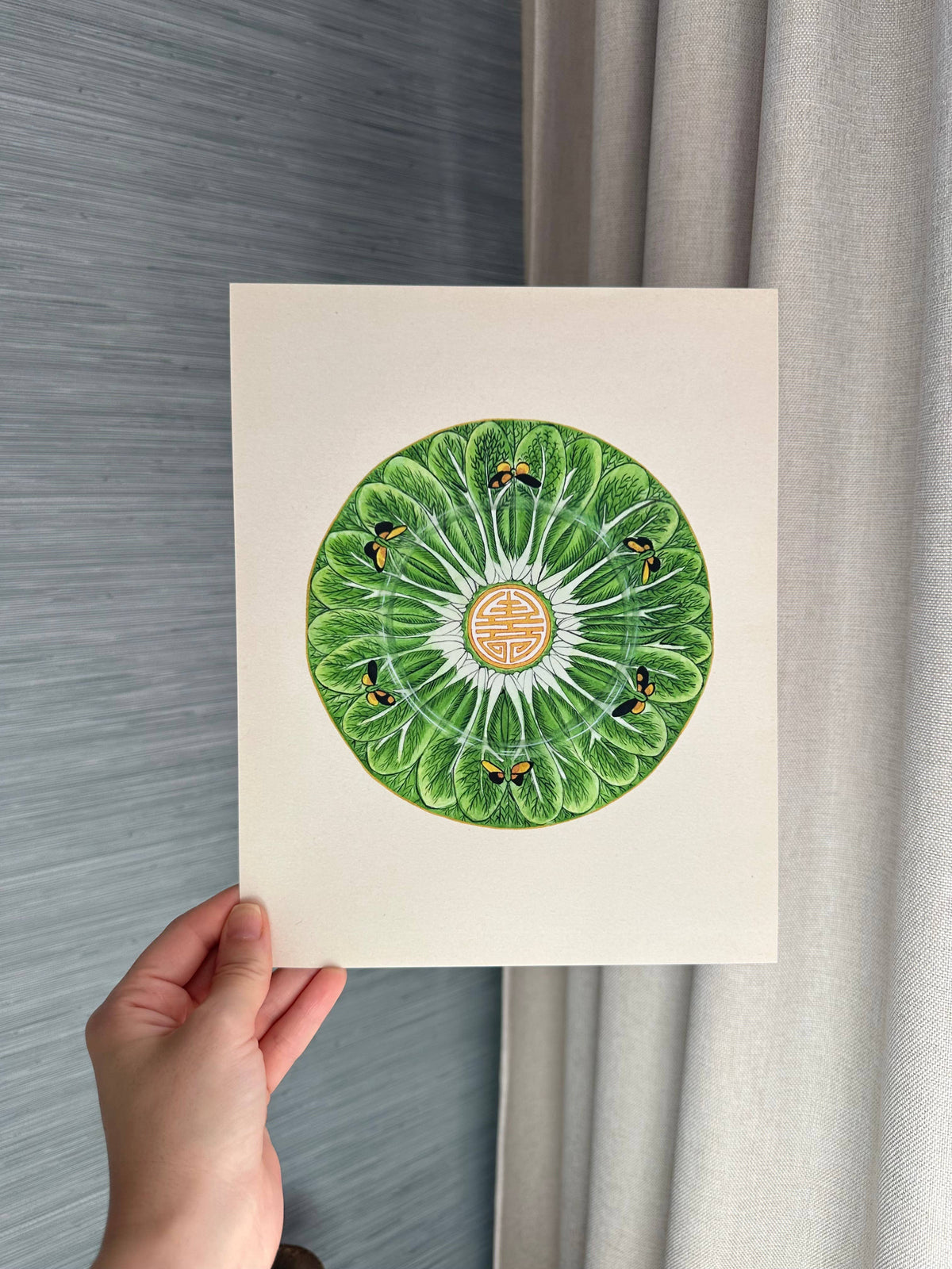 Framed Bok Choy Chinoiserie Plate Print - 8x10"