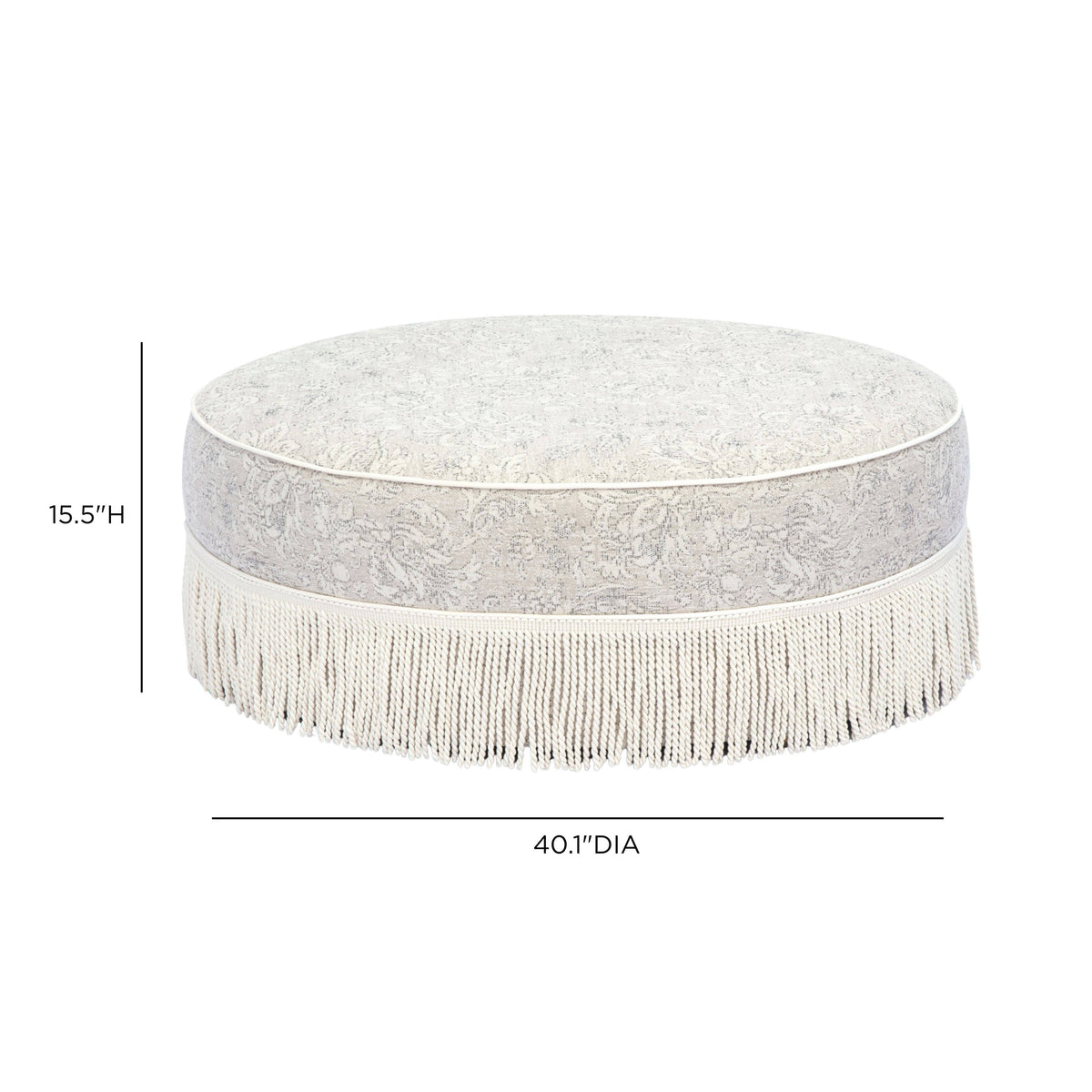 Pink Tasseled Round Ottoman