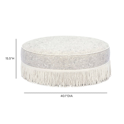 Pink Tasseled Round Ottoman