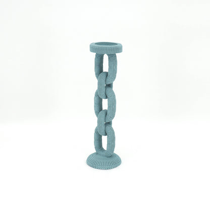 Large Blue Beaded Candle Holder