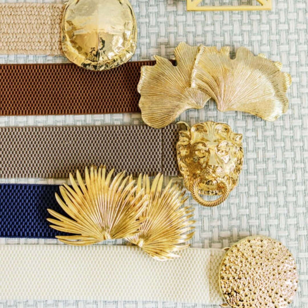 Gold Palm Frond Belt Buckle