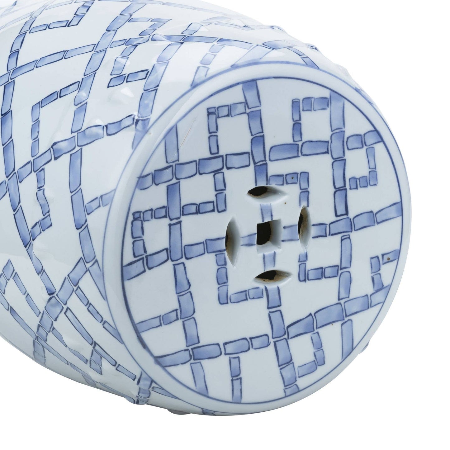 Blue and White Bamboo Joints Garden Stool