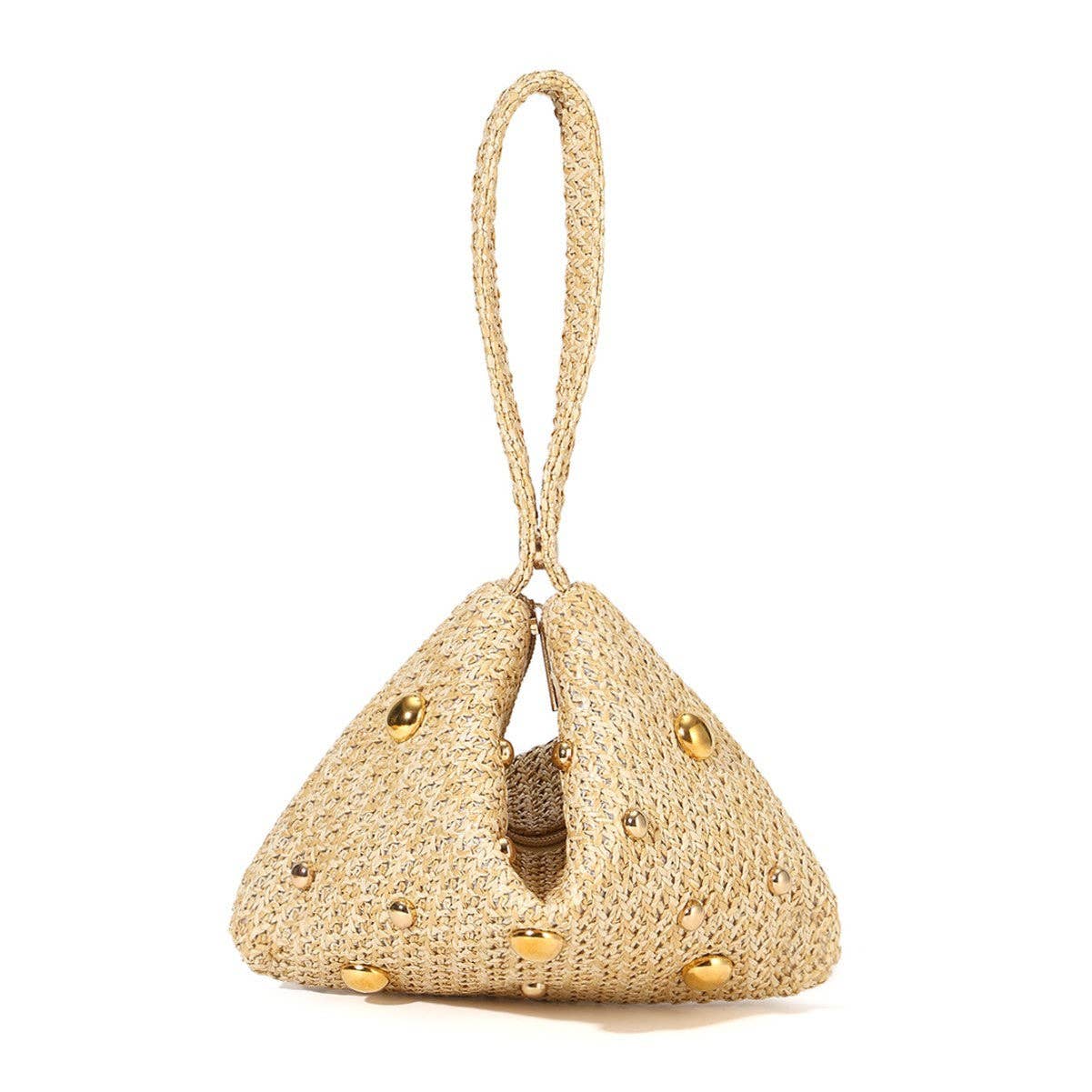 Mini Straw Studded Clutch