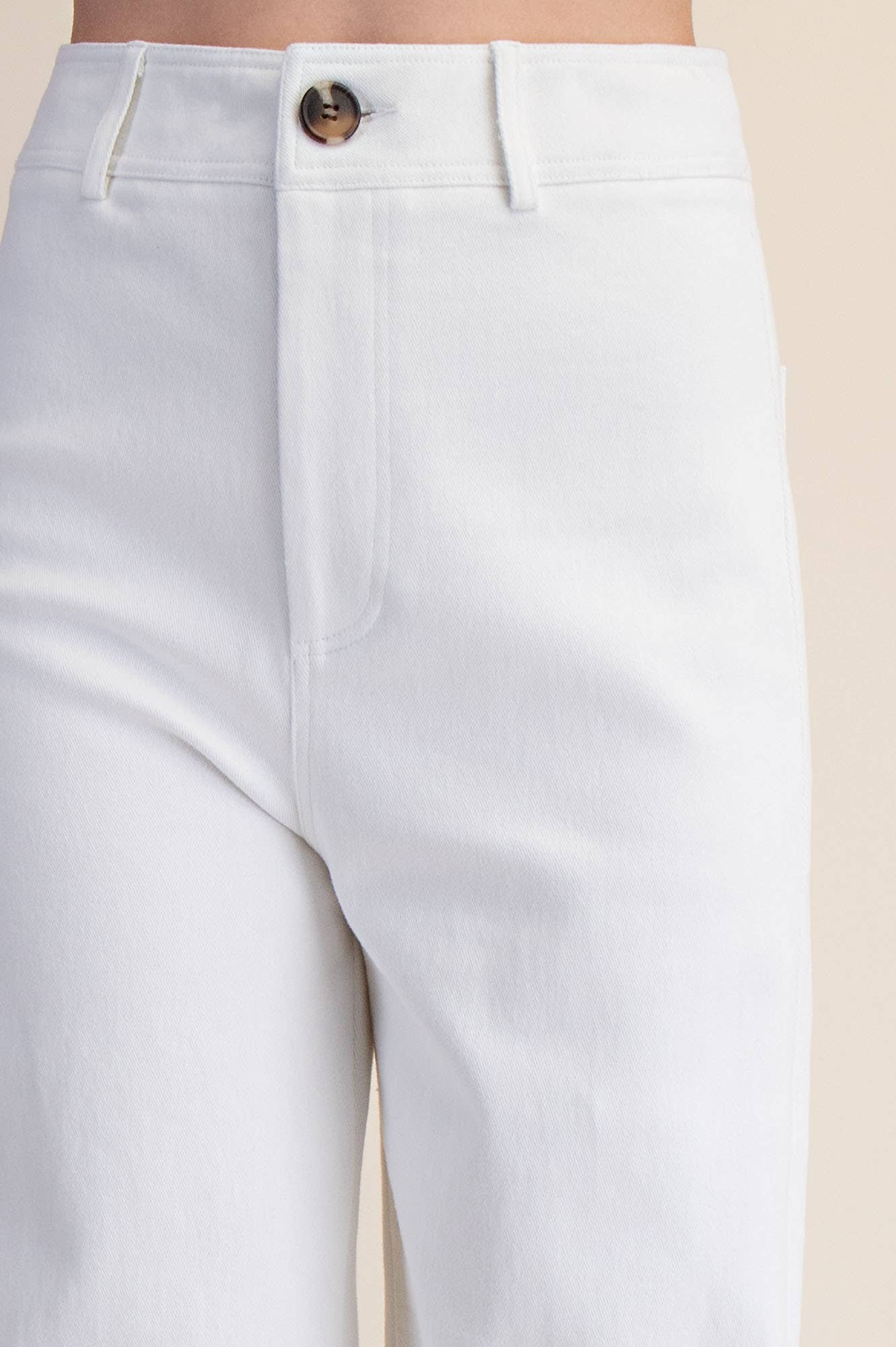 White High-Waist Straight Pants
