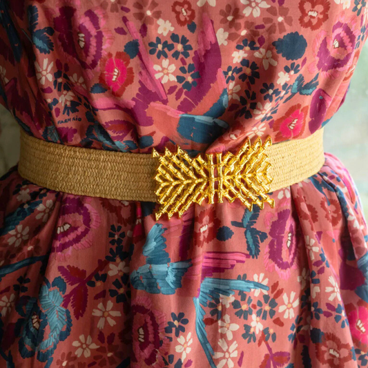 Dark Raffia Interchangeable Stretch Belt Band: Dark Raffia / L