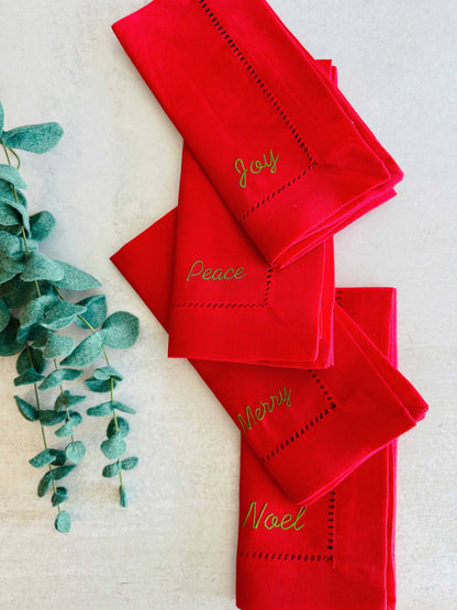 Green Holiday Cloth Napkins, set of 4