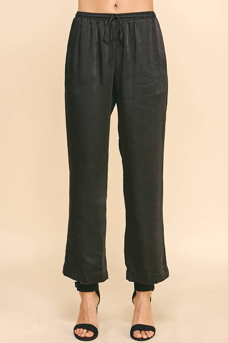 NAVY SATIN PANTS