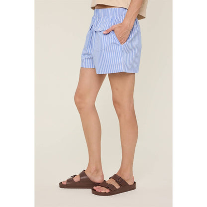 BLUE & WHITE STRIPED SHORTS