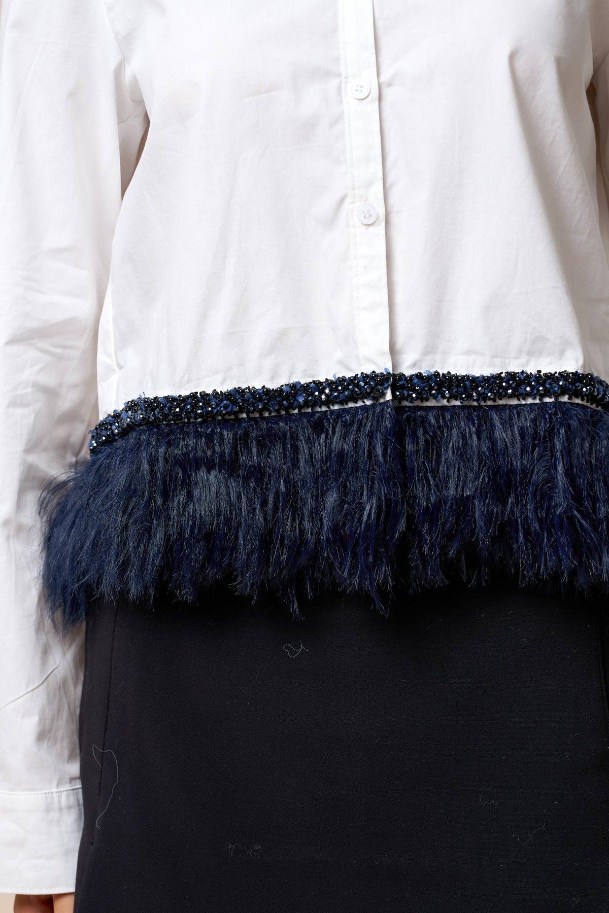 White Oxford with Feather Hem