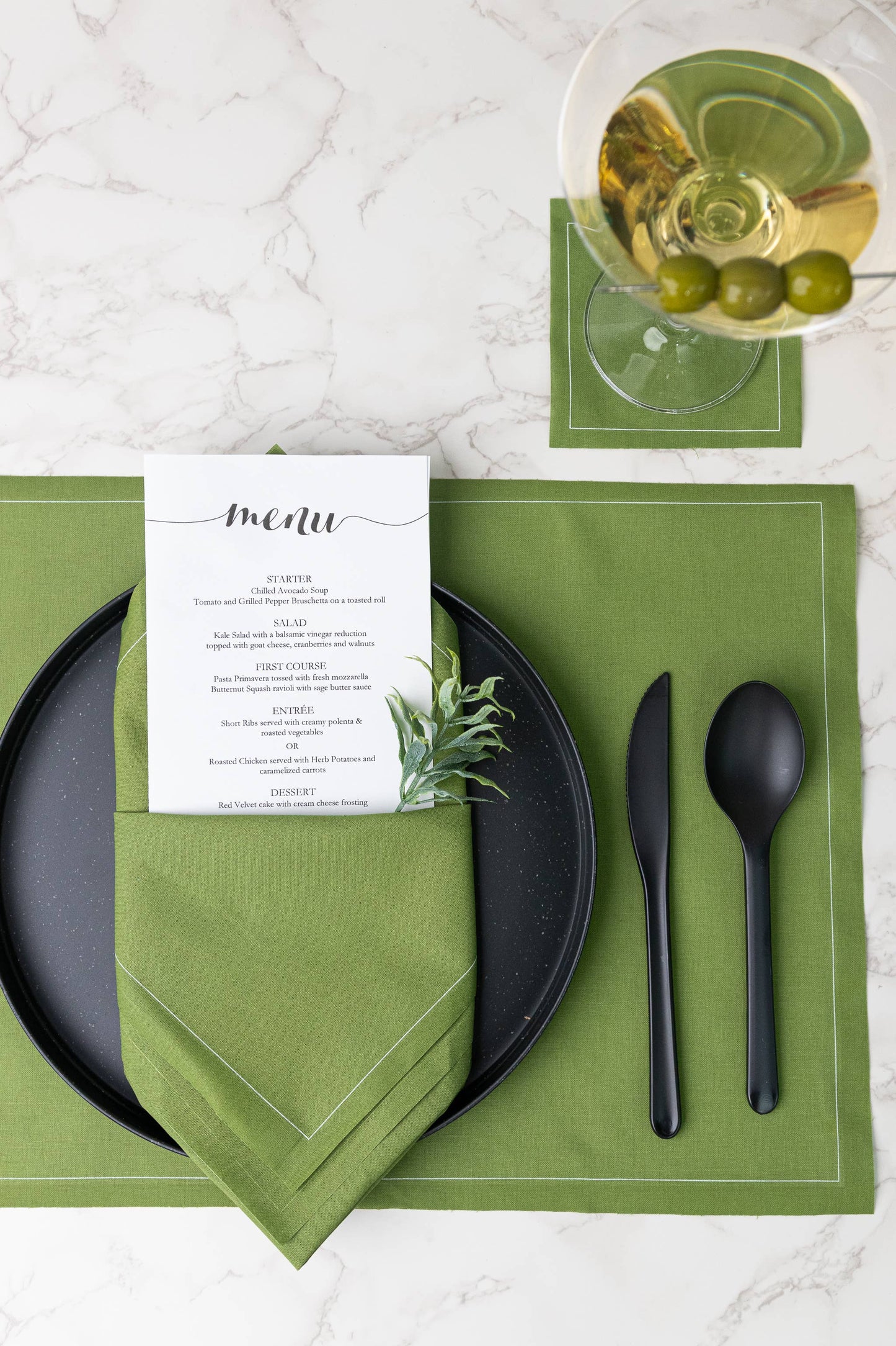 Green Cocktail Napkin Roll