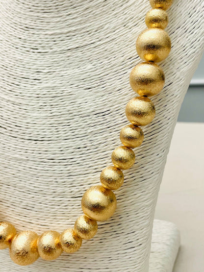 Long Mixed Gold Ball Necklace