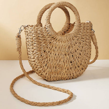 Camel Crossbody Straw Bag