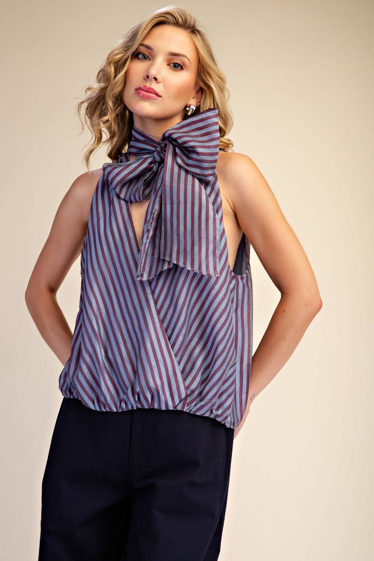 Blue & Burgundy Tank With Bow