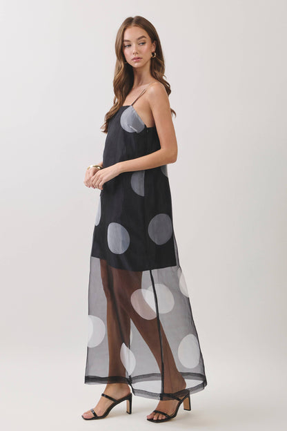 Black & White Polka Dot Sheer Maxi Dress