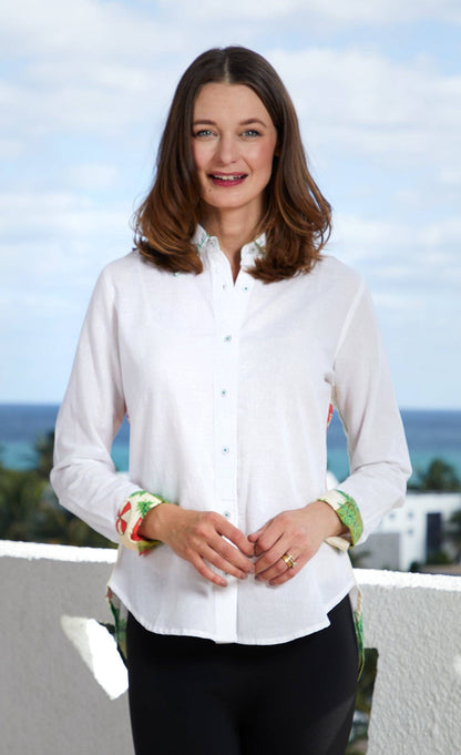 White Button Down - Swimmers Print