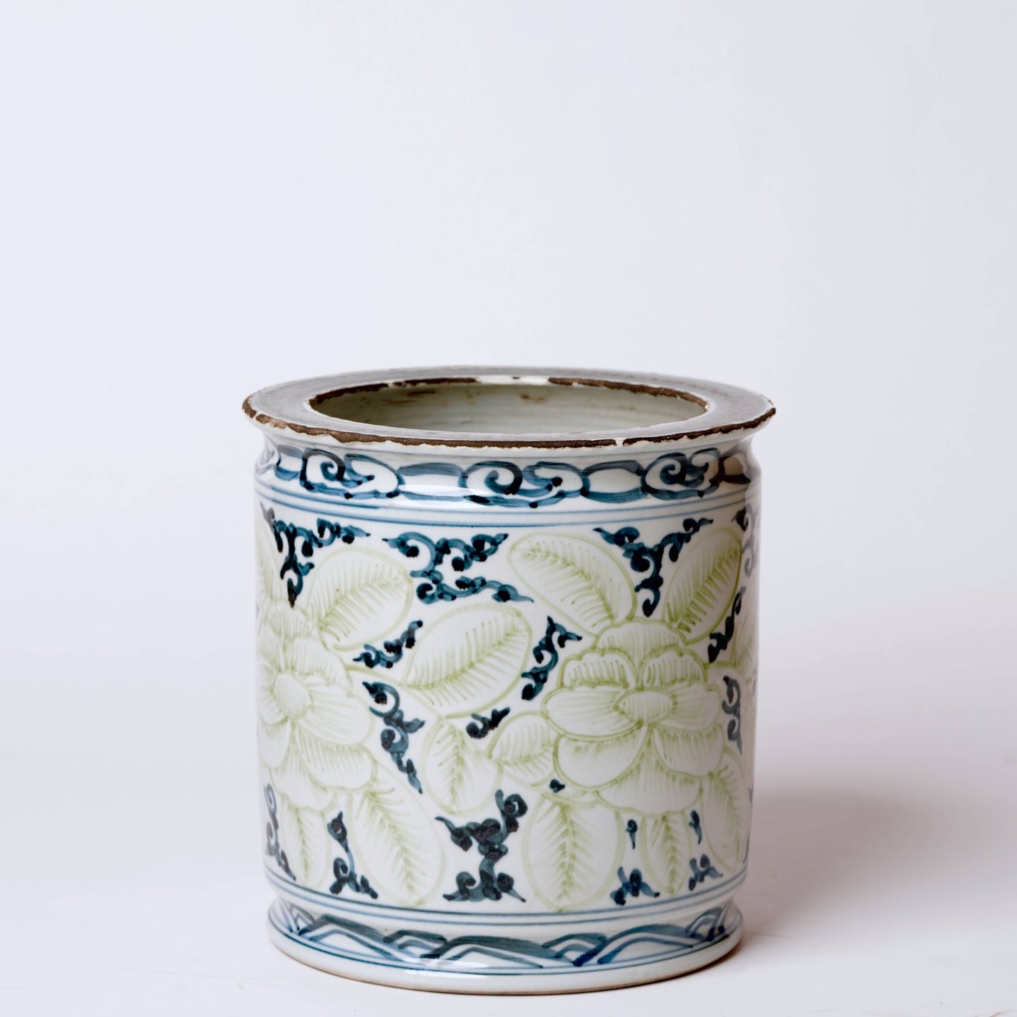 Blue & Green Floral Cachepot