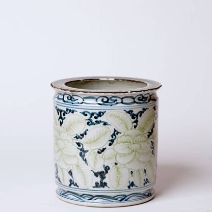 Blue & Green Floral Cachepot