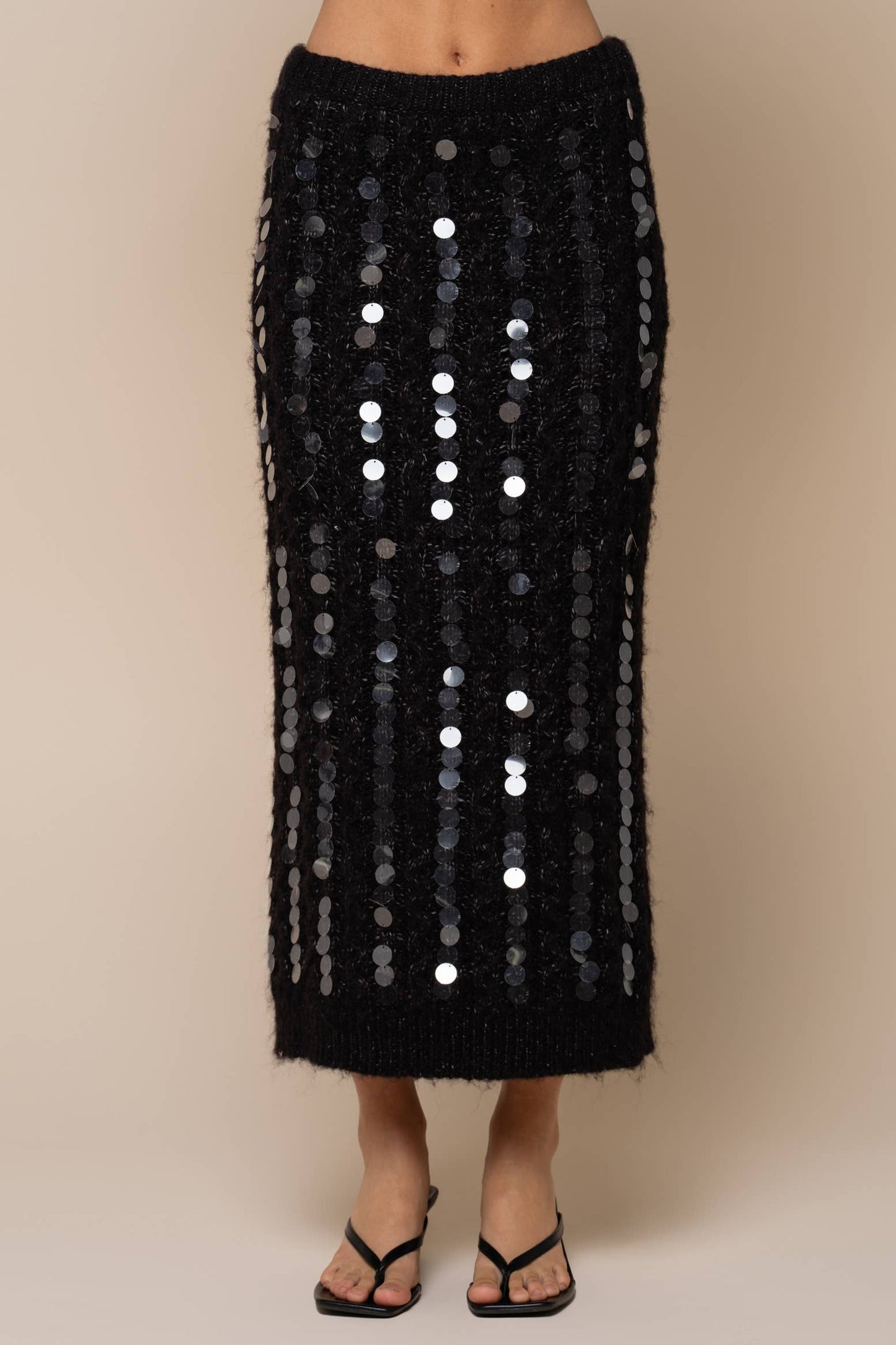 Sweater Maxi Skirt: BLACK / S