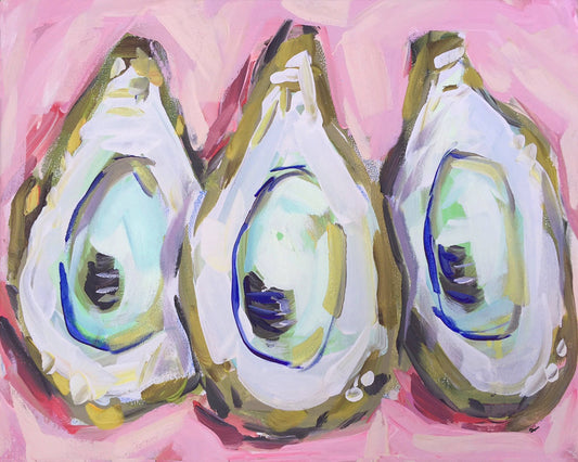 Oyster Print on Paper "Oysters on Pink": Print / 16" x 20"